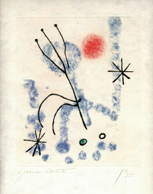 Joan Miró, aguafuerte del libro Feuilles éparses. Ed. L. Broder, París.