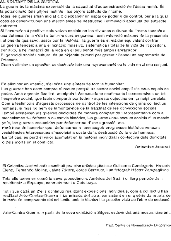 Arte contra guerra, portada del cartel