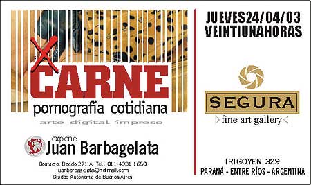 Invitaci&oacute;n a la exposici&oacute;n Carne, de Juan Barbagelata.
