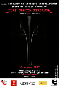 Cartel del acto de entrega del VIII Premio Periodstico Luis Garca Berlanga, pulsar encima para verlo ms grande