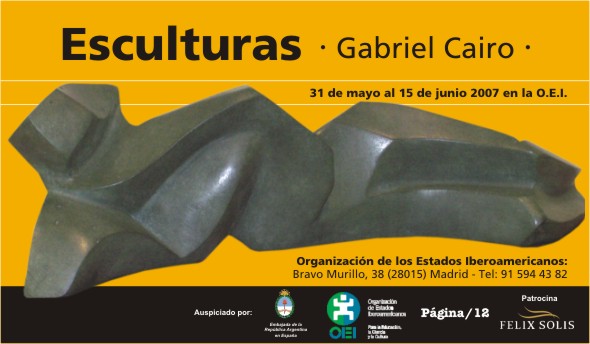 Cartel de la exposicin de esculturas de Gabriel Cairo en Madrid