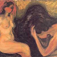 Detalle de Hombre y mujer, de Edvard Munch.