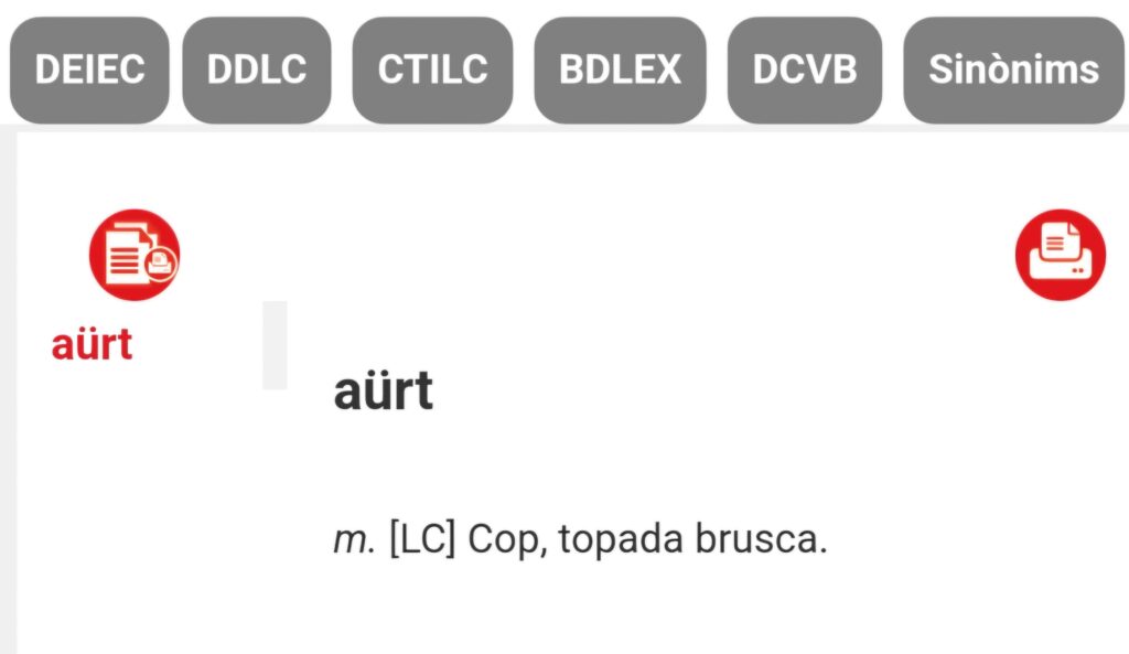Imatge de l'entrada 'aürt' al diccionari.